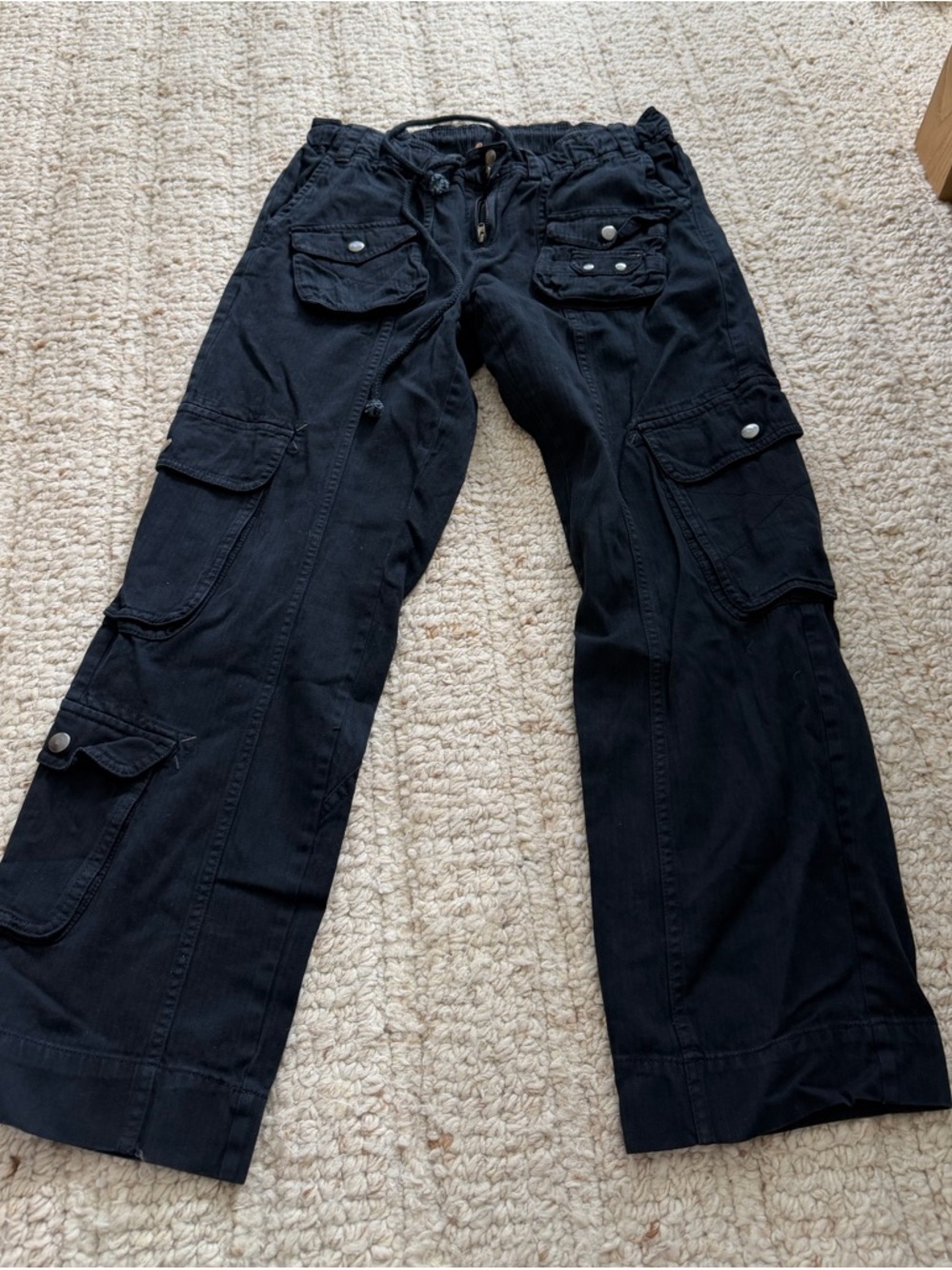 Free People Black Cargo Wide-Leg Pants